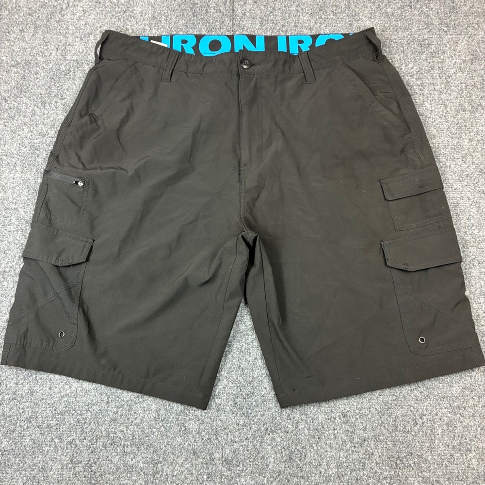 Iron Co Mens Hybrid Cargo Shorts Black Size 38 Stretch Quick Dry Hiking Fishing